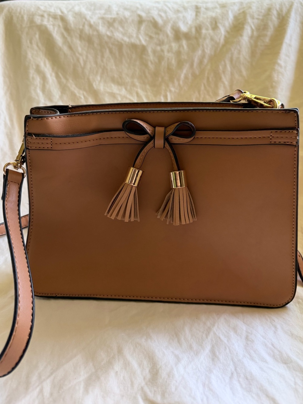 Classic Tan Crossbody Bag - Sleek Minimal Design